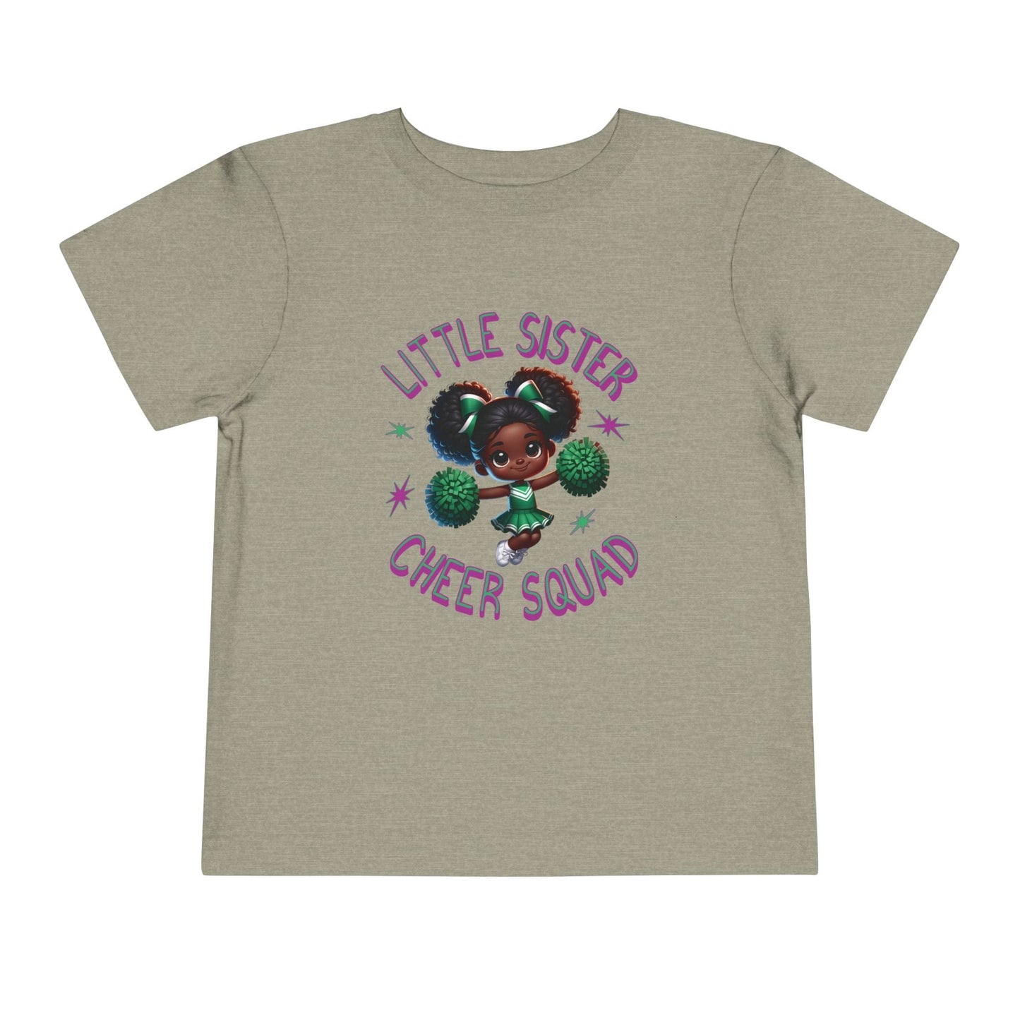 Little Sister Cheer Squad Green Toddler T-Shirt