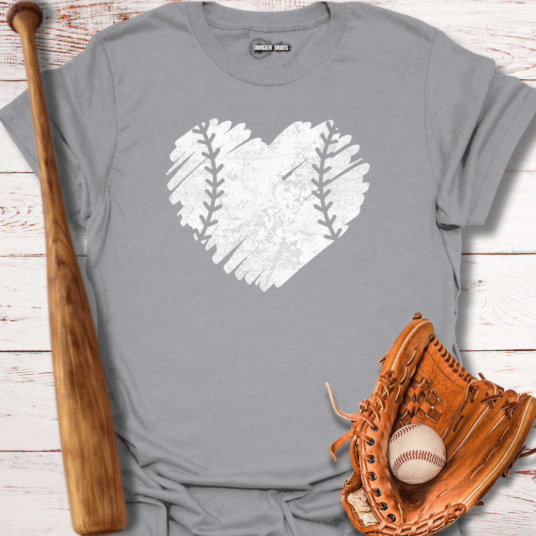 Distressed Baseball Heart T-Shirt