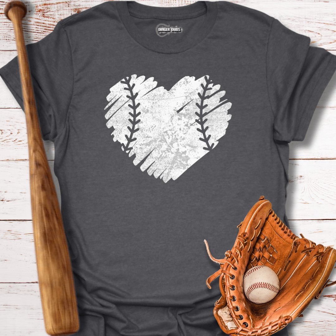 Distressed Baseball Heart T-Shirt