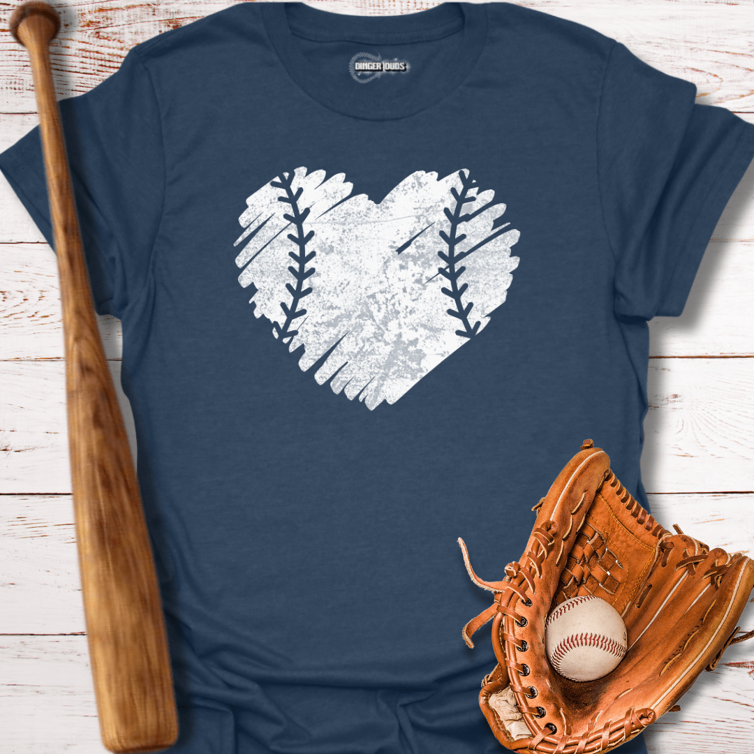 Distressed Baseball Heart T-Shirt