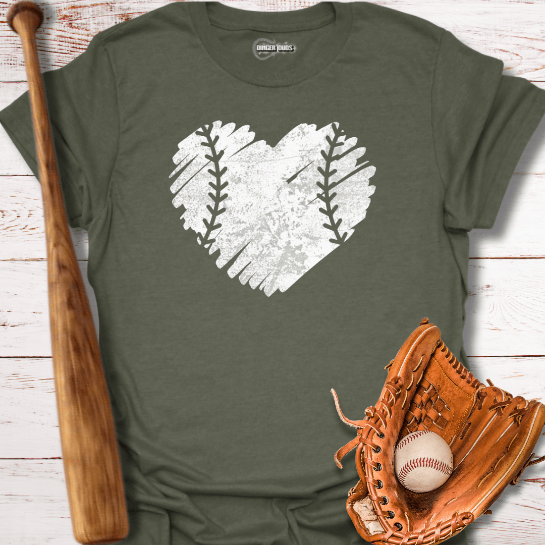 Distressed Baseball Heart T-Shirt