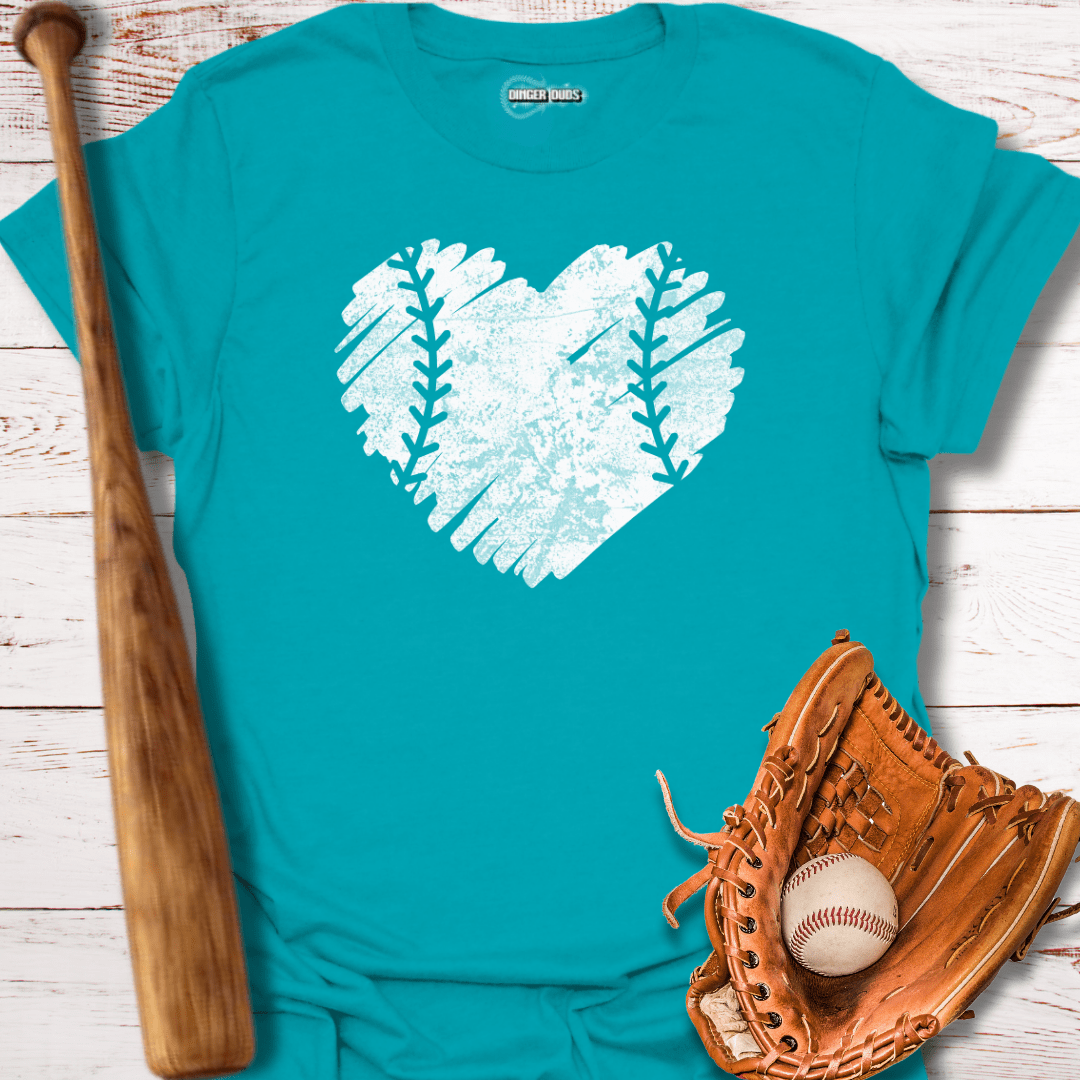 Distressed Baseball Heart T-Shirt