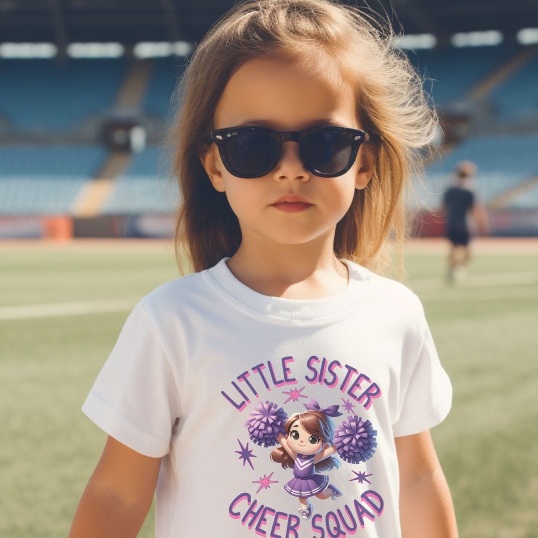 Little Sister Cheer Squad Purple Toddler T-Shirt
