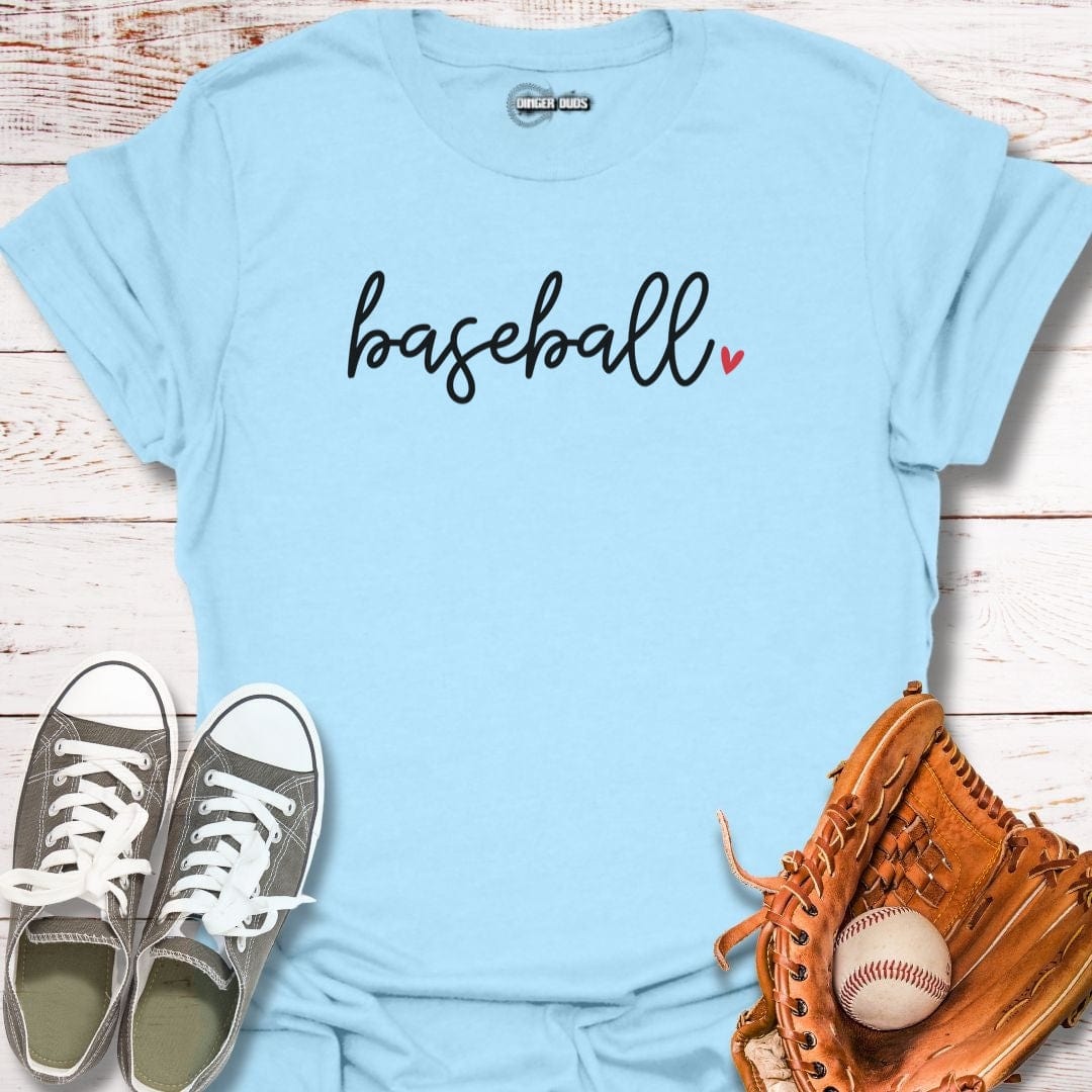 Baseball Script Heart T-Shirt