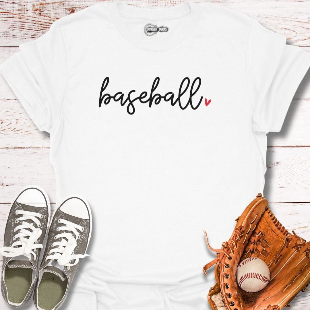 Baseball Script Heart T-Shirt