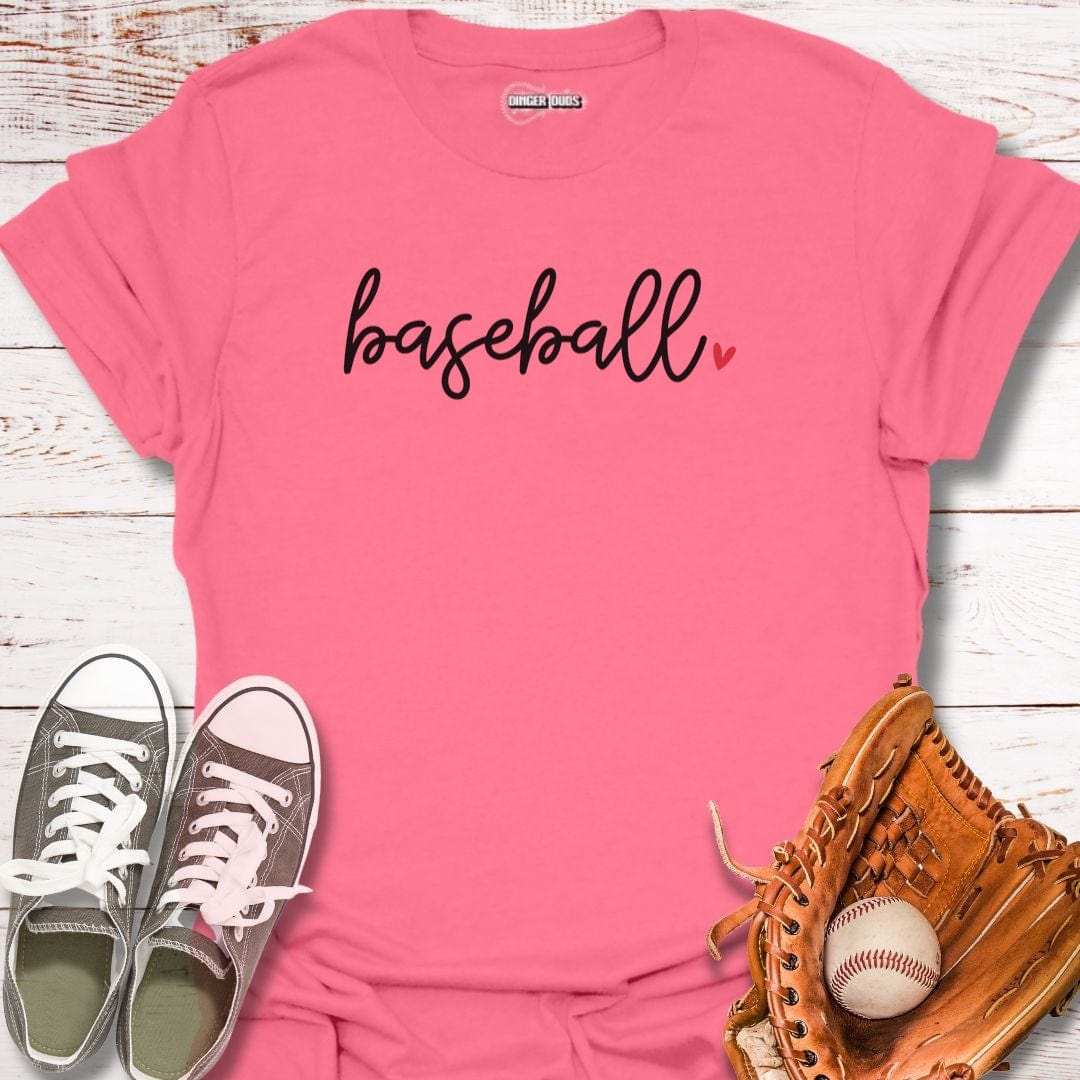 Baseball Script Heart T-Shirt