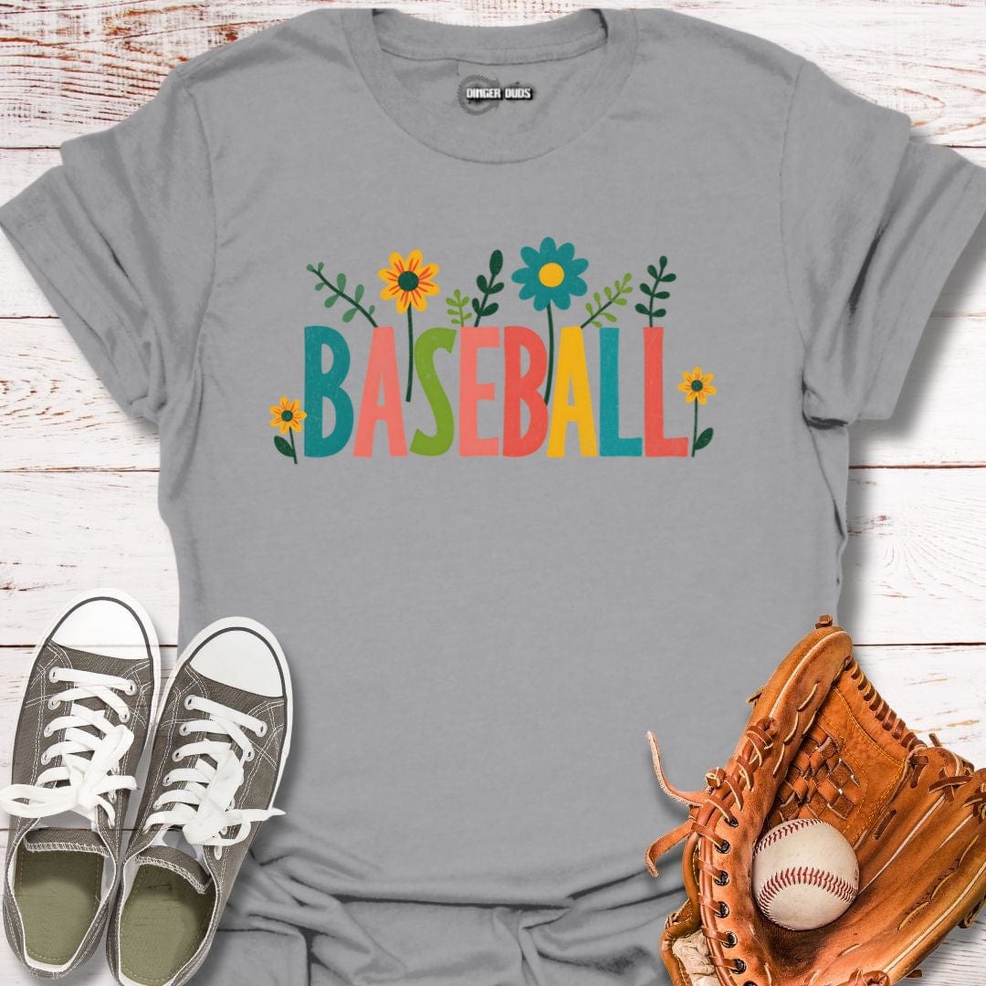 Colorful Blooms Baseball T-Shirt