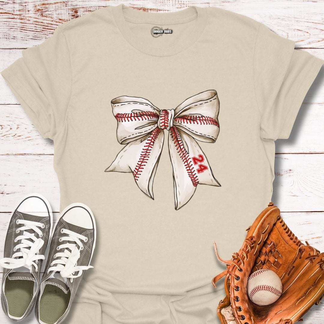 Custom Baseball Number Bow T-Shirt