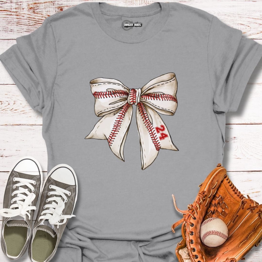 Custom Baseball Number Bow T-Shirt
