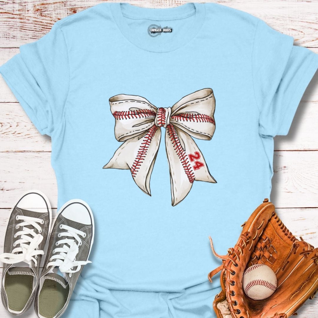 Custom Baseball Number Bow T-Shirt