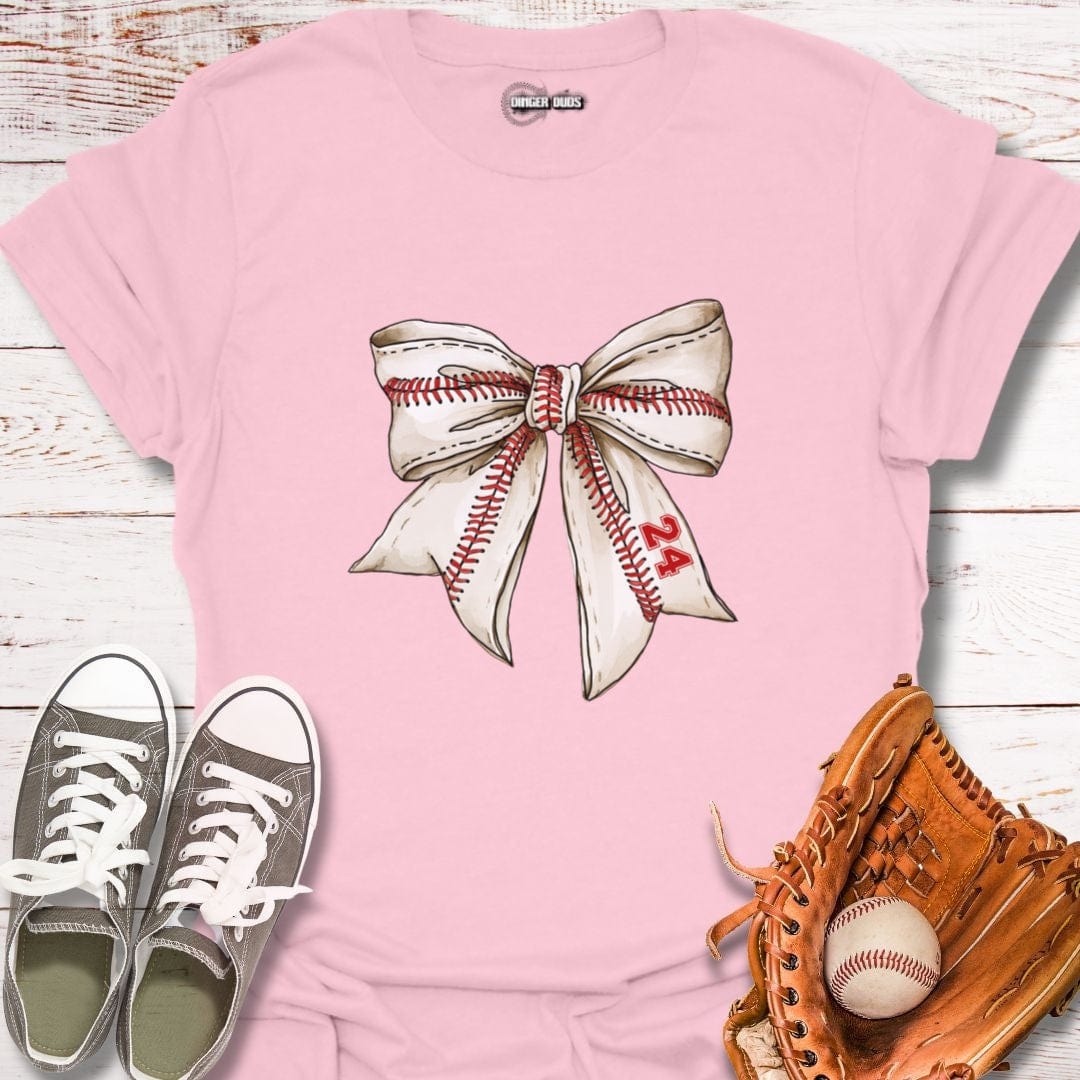 Custom Baseball Number Bow T-Shirt