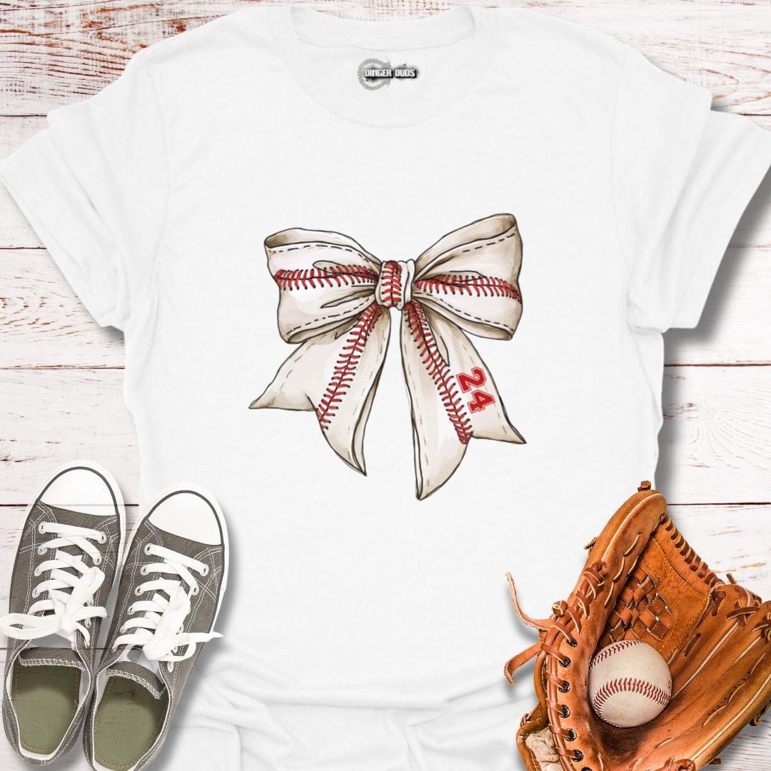 Custom Baseball Number Bow T-Shirt