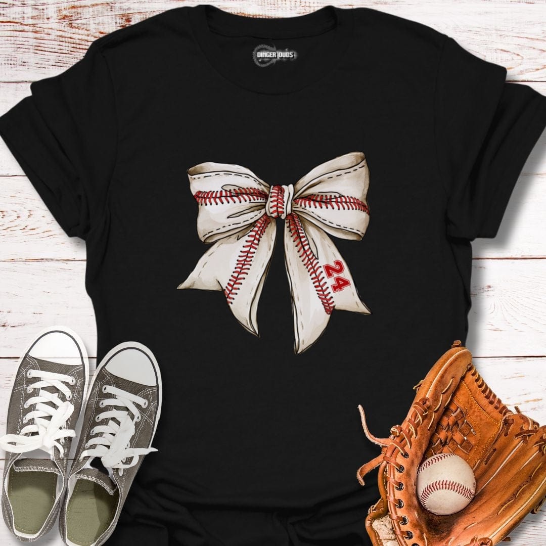 Custom Baseball Number Bow T-Shirt