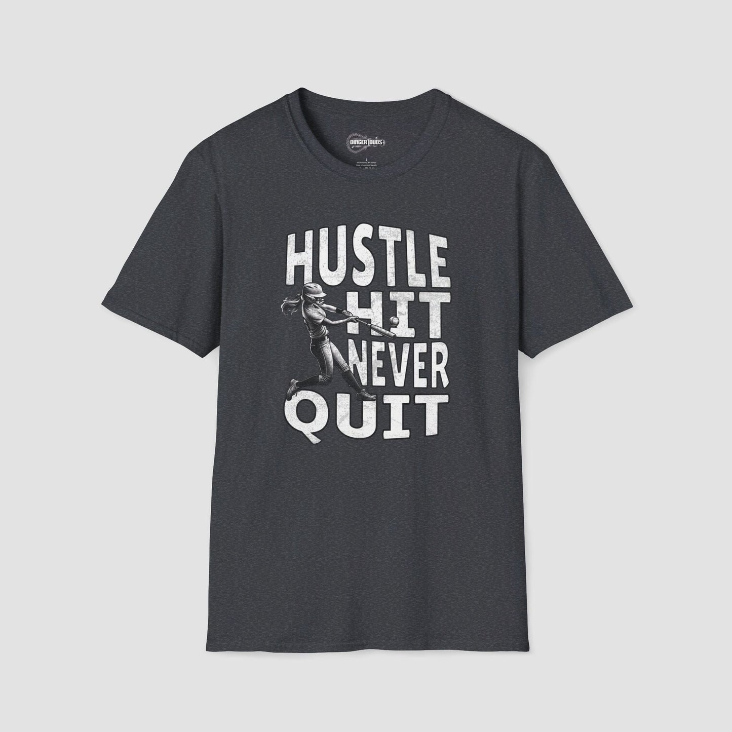 Hustle Hit Never Quit Softball T-Shirt