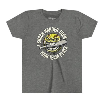 I Snack Harder Youth Softball T-Shirt