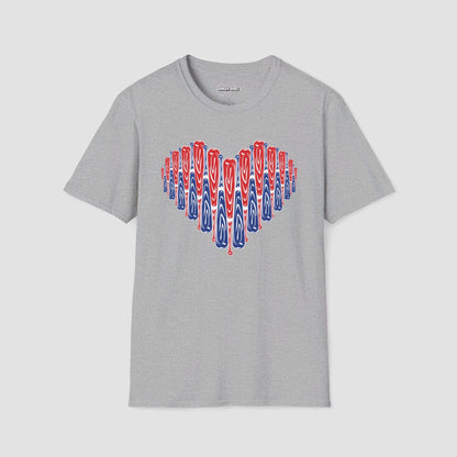 Red White and Blue Baseball Heart T-Shirt