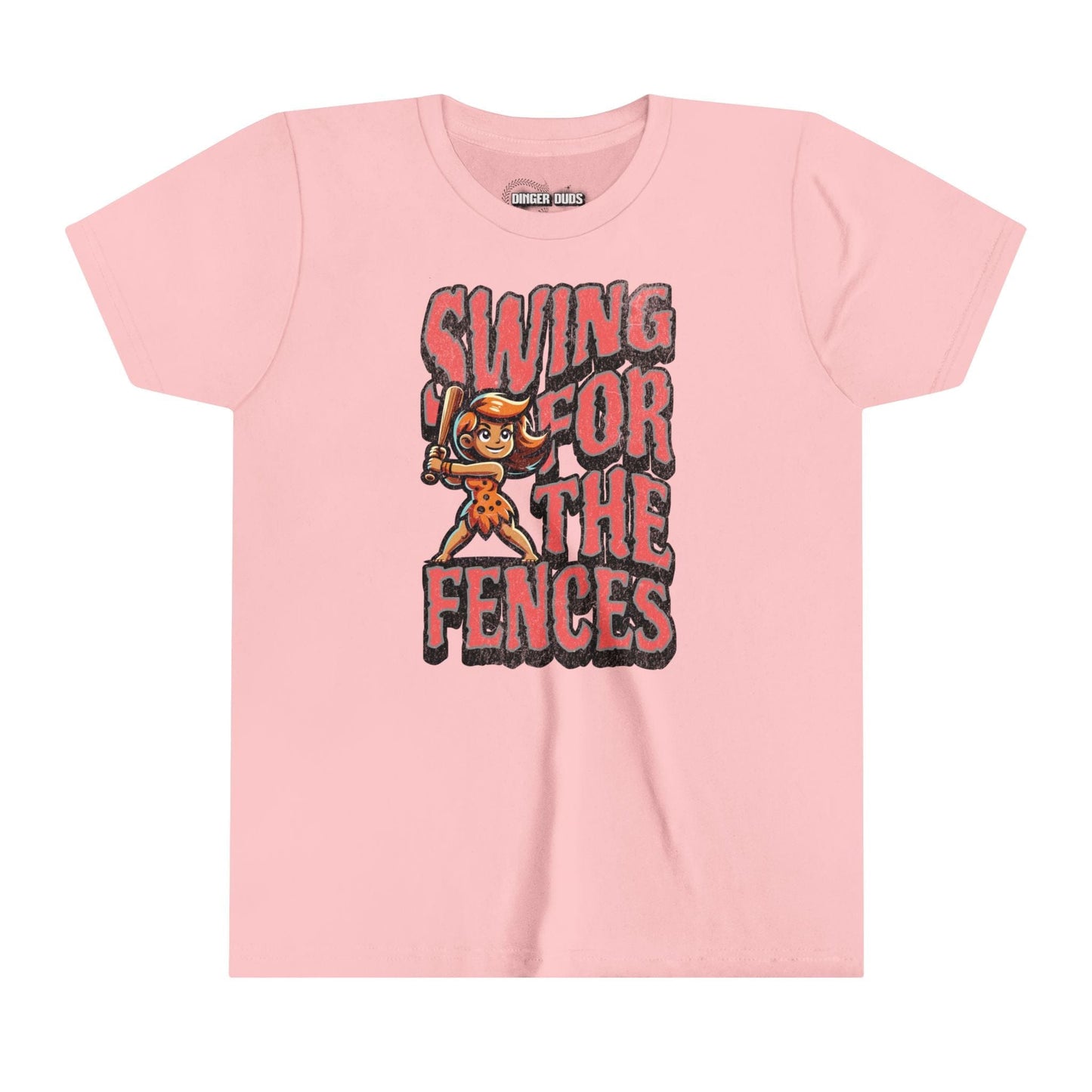 Swing For The Fences Cave Girl Youth Softball T-Shirt