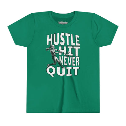 Hustle Hit Never Quit Youth Softball T-Shirt