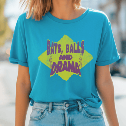 Bats Balls and Drama Softball T-Shirt