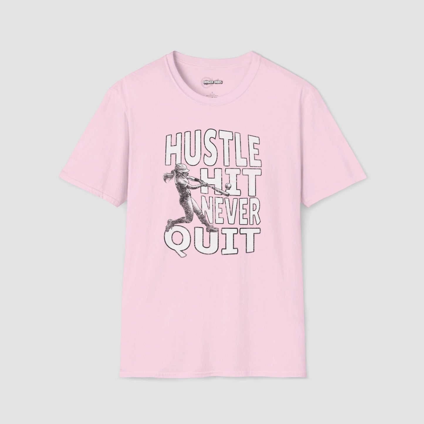 Hustle Hit Never Quit Softball T-Shirt