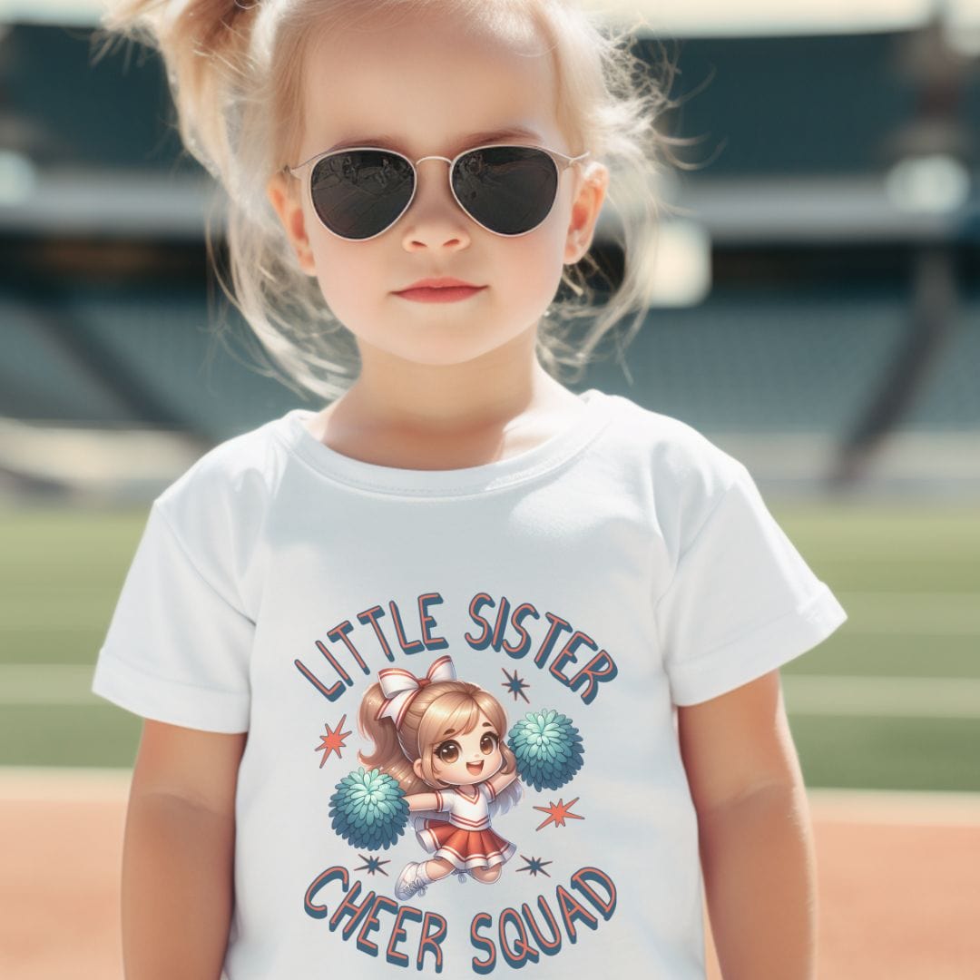 Little Sister Cheer Squad Blue Toddler T-Shirt