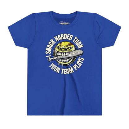 I Snack Harder Youth Softball T-Shirt