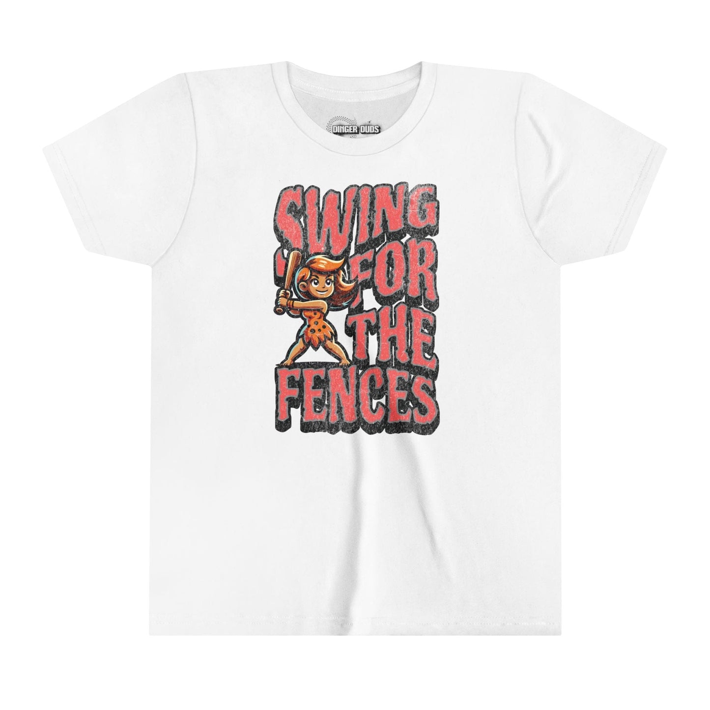 Swing For The Fences Cave Girl Youth Softball T-Shirt