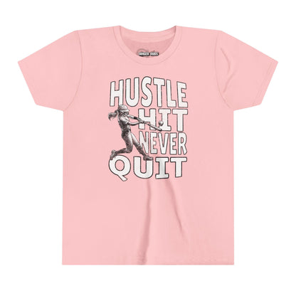 Hustle Hit Never Quit Youth Softball T-Shirt