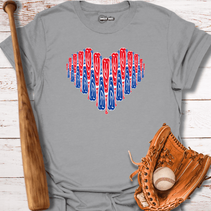 Red White and Blue Baseball Heart T-Shirt