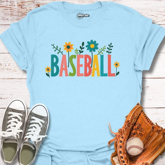 Colorful Blooms Baseball T-Shirt