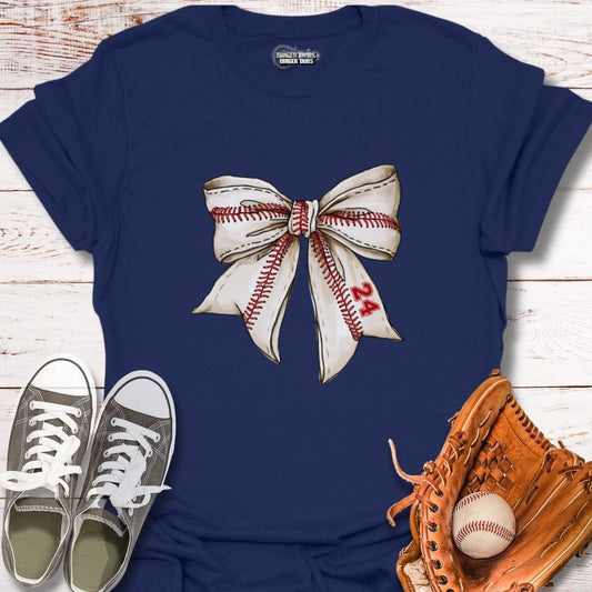 Custom Baseball Number Bow T-Shirt