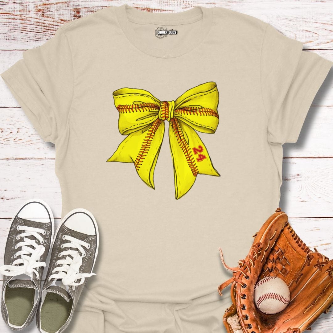 Custom Softball Stitched Bow T-Shirt
