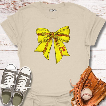 Custom Softball Stitched Bow T-Shirt