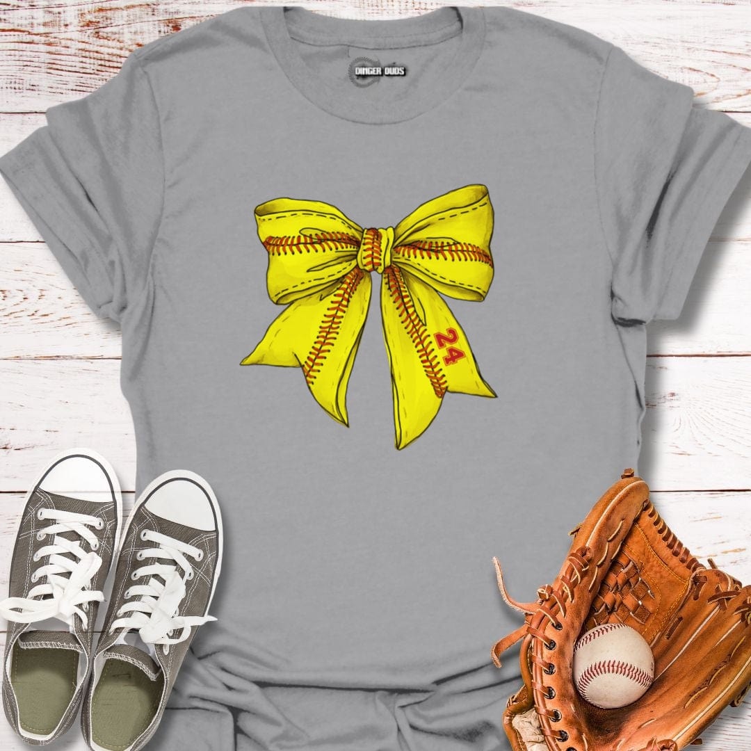 Custom Softball Stitched Bow T-Shirt