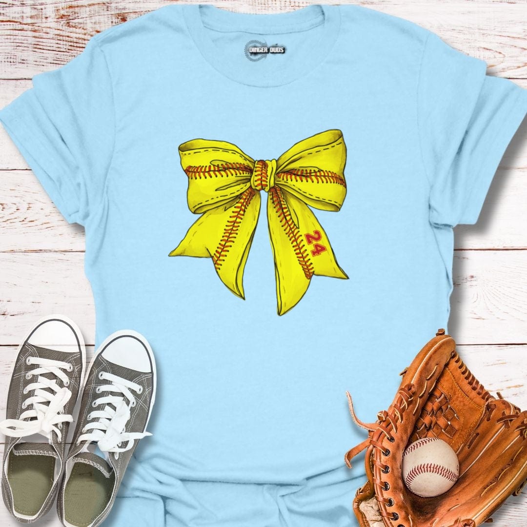 Custom Softball Stitched Bow T-Shirt