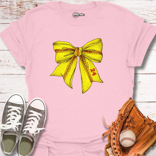 Custom Softball Stitched Bow T-Shirt