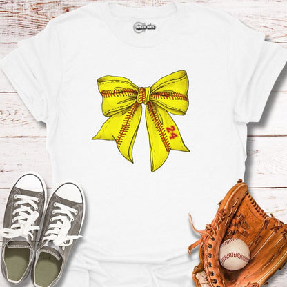 Custom Softball Stitched Bow T-Shirt