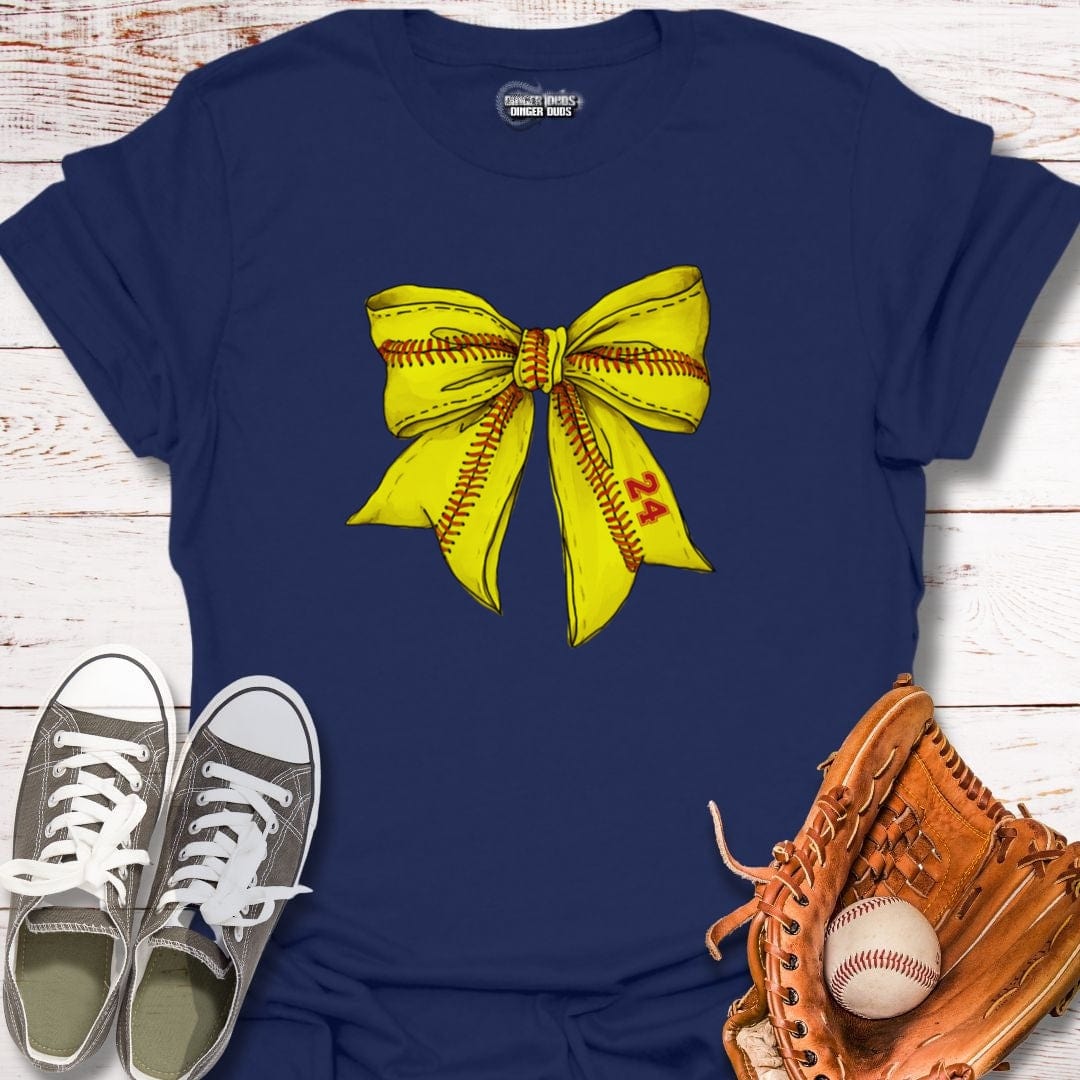 Custom Softball Stitched Bow T-Shirt