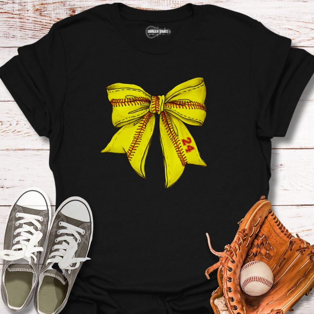 Custom Softball Stitched Bow T-Shirt