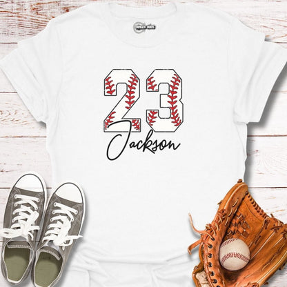 Custom Baseball Number With Name T-Shirt