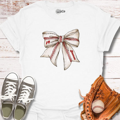 Custom Baseball Bow T-Shirt