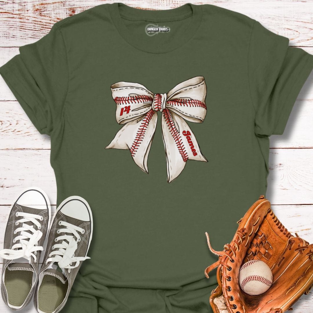 Custom Baseball Bow T-Shirt